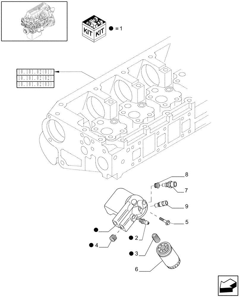 Схема запчастей Case IH 9010 - (10.206.01[02]) - FUEL FILTER, ENGINE MOUNTED - 9010 (10) - ENGINE