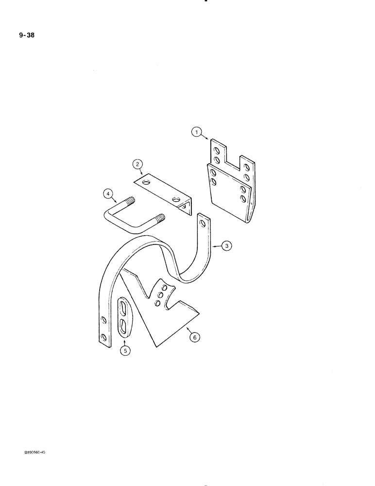 Схема запчастей Case IH 350 - (9-38) - CENTER SHANK ATTACHMENT, U-BOLT RETAINED SUPPORT BRACKET (09) - CHASSIS/ATTACHMENTS