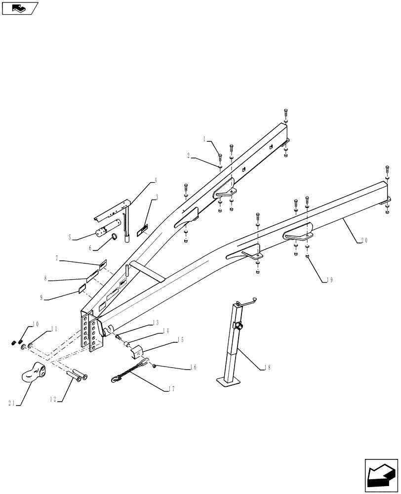 Схема запчастей Case IH 955 - (39.100.01) - PULL FRAME (39) - FRAMES AND BALLASTING