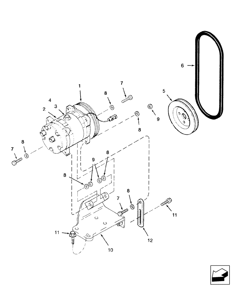 Схема запчастей Case IH 2577 - (50.200.11) - AIR CONDITIONING - COMPRESSOR MOUNTING AND DRIVE (50) - CAB CLIMATE CONTROL