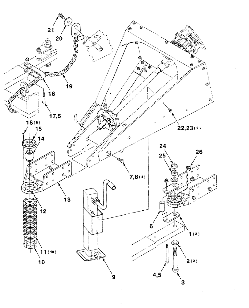 Схема запчастей Case IH 8585 - (2-02) - TONGUE, HITCH, JACK AND SAFETY CHAIN ASSEMBLIES Driveline