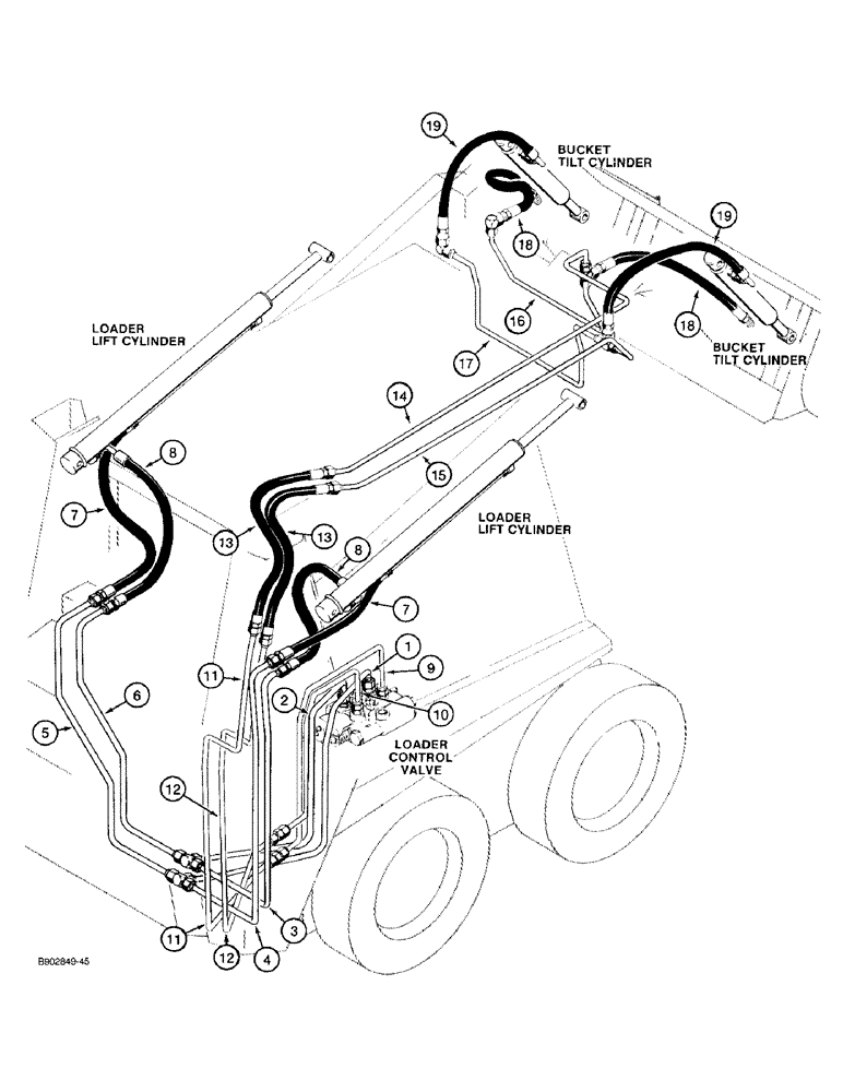 Схема запчастей Case IH 1818 - (1-10) - PICTORIAL INDEX, LOADER LIFT AND BUCKET TILT HYDRAULICS (00) - PICTORIAL INDEX