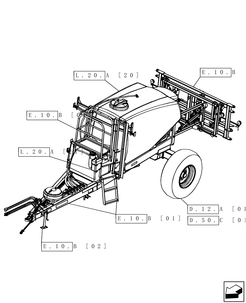 Схема запчастей Case IH SRX100 - (A[01]) - PICTORIAL INDEX - SUSPENDED BOOM SPRAYER A - Distribution Systems