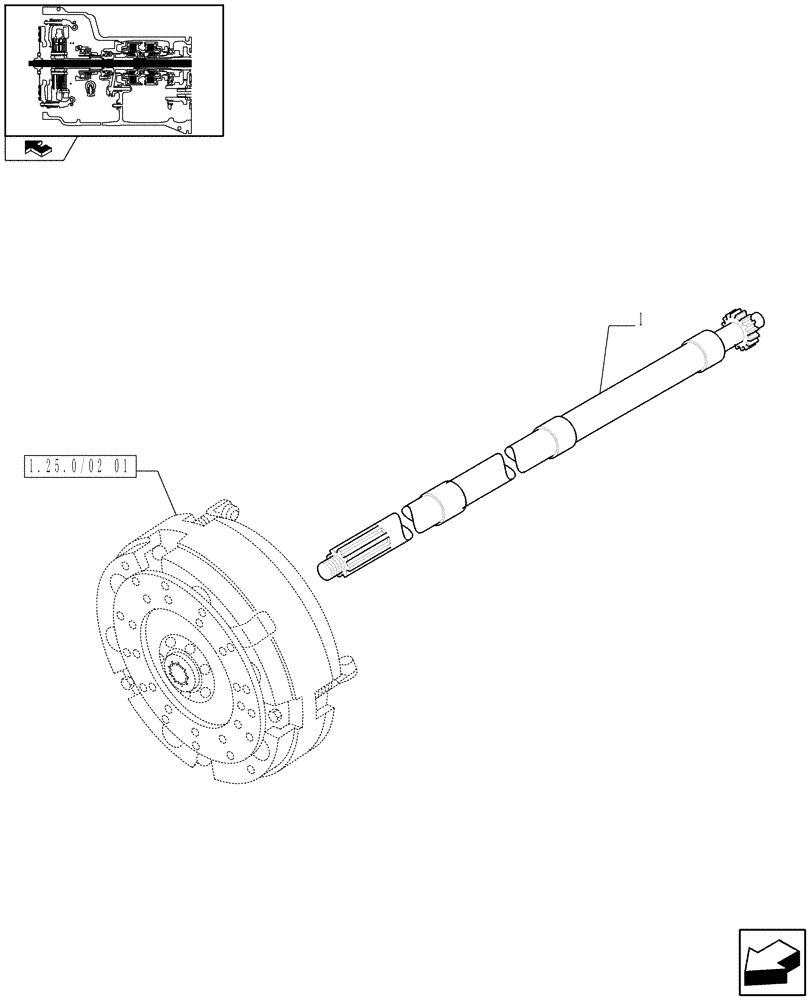 Схема запчастей Case IH FARMALL 80 - (1.25.0/02[02]) - POWER SHUTTLE E SERVO PTO FOR DIFF. LOCK - P.T.O. TRANSMISSION COUPLING (VAR.330120-331120) (03) - TRANSMISSION