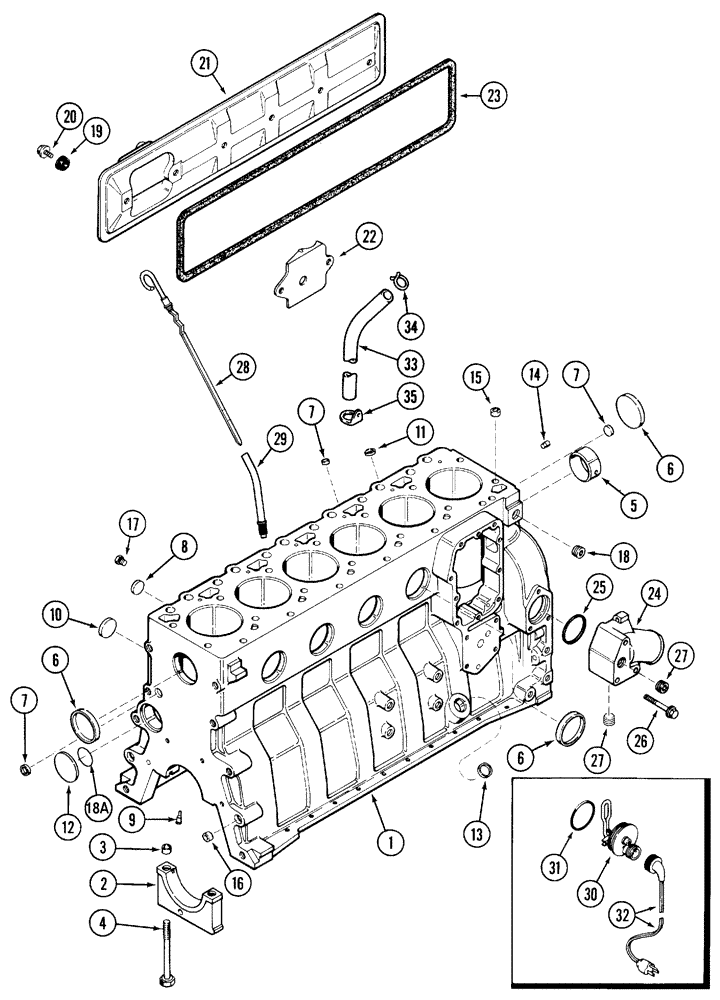 Схема запчастей Case IH 5130 - (2-052) - CYLINDER BLOCK, 6-590 ENGINE, NATURALLY ASPIRATED, 5130/5230 TRACTORS (02) - ENGINE