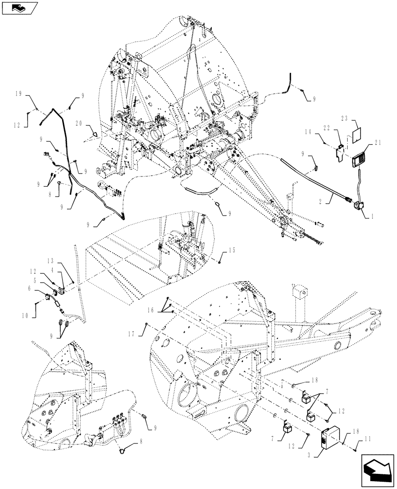 Схема запчастей Case IH RB455A - (55.100.03) - ELECTRONICS, DELUXE NET-TWINE (55) - ELECTRICAL SYSTEMS