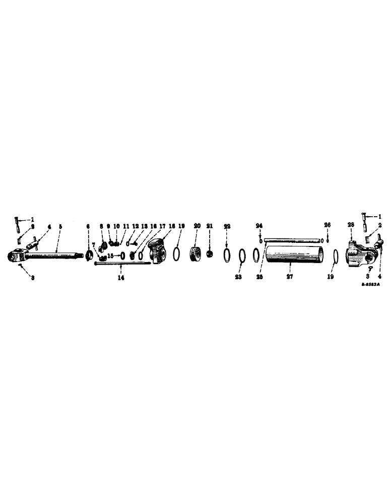 Схема запчастей Case IH SUPER C - (161) - HYDRAULIC SYSTEM, HYDRAULIC CYLINDER, 2-1/2 X 8 INCHES WITH 3/16 INCH DIAMETER LIMIT STOP VALVE (07) - HYDRAULIC SYSTEM