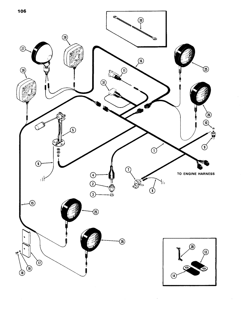 Схема запчастей Case IH 870 - (106) - ELECTRICAL EQUIPMENT AND WIRING, (301B) SPARK IGNITION ENGINE, TRANSMISSION HARNESS (04) - ELECTRICAL SYSTEMS