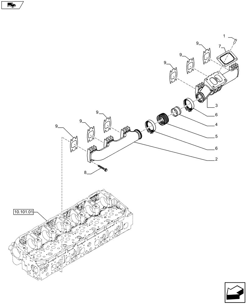 Схема запчастей Case IH F3DFE613B A001 - (10.254.05) - EXHAUST MANIFOLD (504386680) (10) - ENGINE