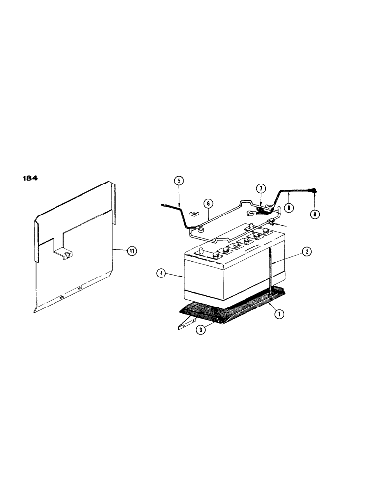 Схема запчастей Case IH 1660 - (184) - BATTERY TRAY, BEFORE S/N 8368001 (55) - ELECTRICAL SYSTEMS
