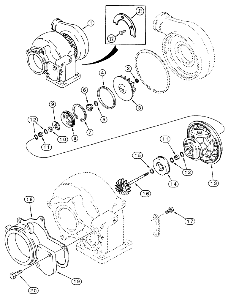 Схема запчастей Case IH 8950 - (2-032) - TURBOCHARGER ASSEMBLY, 6T-830 AND 6TA-830 EMISSIONS CERTIFIED ENGINE (02) - ENGINE