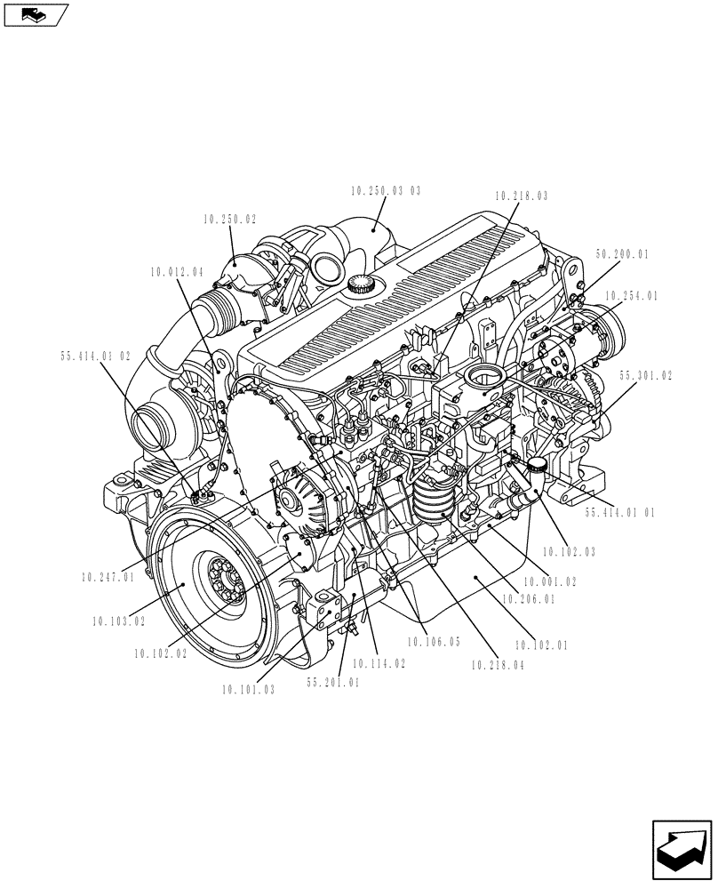 Схема запчастей Case IH F3DFE613B A001 - (10.000.01[02]) - ENGINE (504381599) (10) - ENGINE