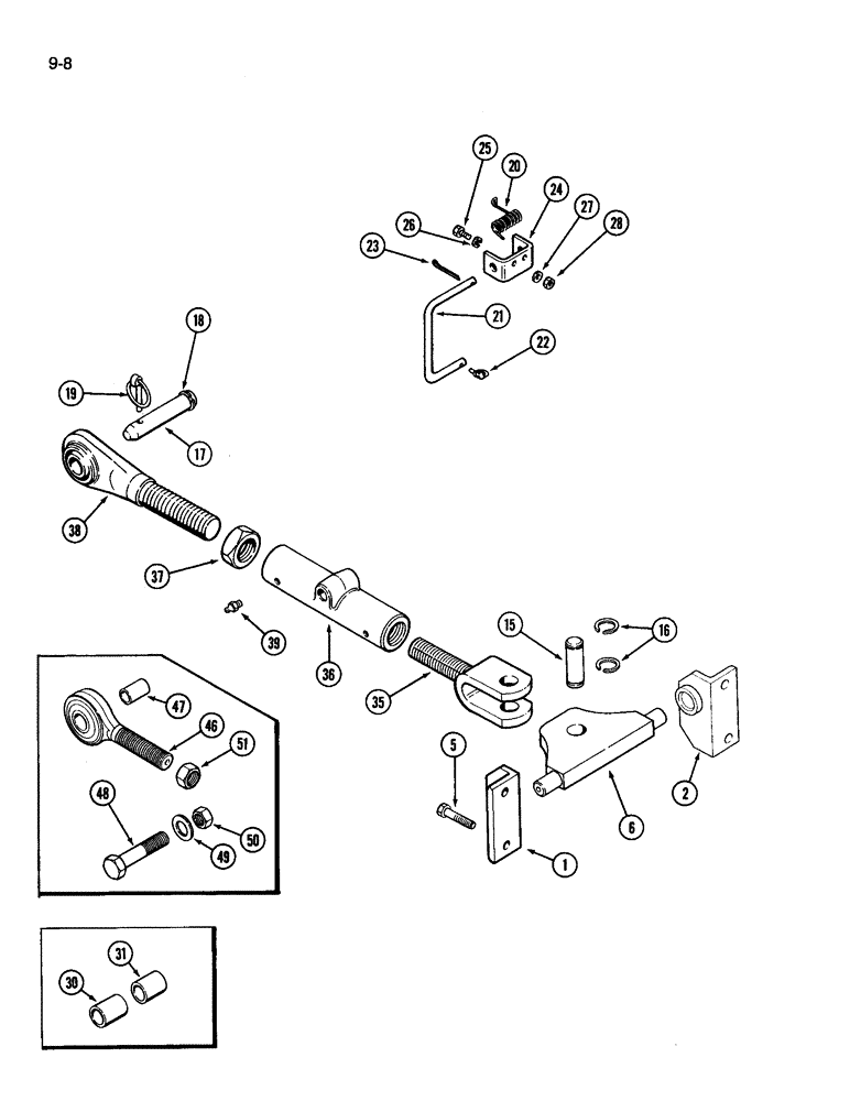 Схема запчастей Case IH 3594 - (9-008) - THREE POINT HITCH, UPPER LIFT LINK (09) - CHASSIS/ATTACHMENTS