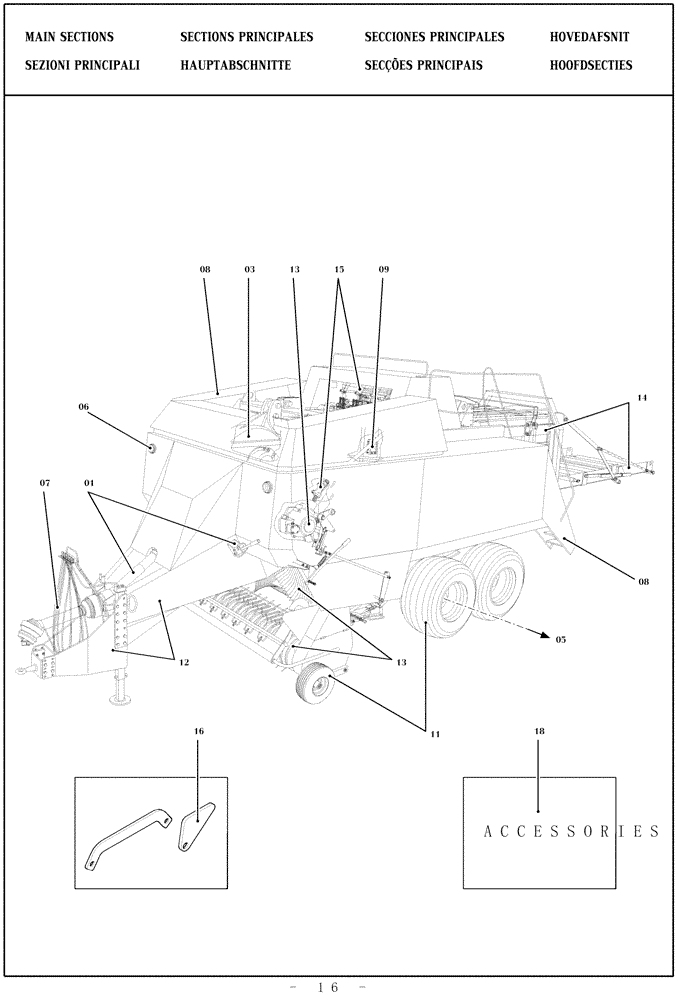 Схема запчастей Case IH LBX322S - (0.0016[01]) - PICTORIAL OVERVIEW 1/1 - COMPLETE UNIT (00) - GENERAL
