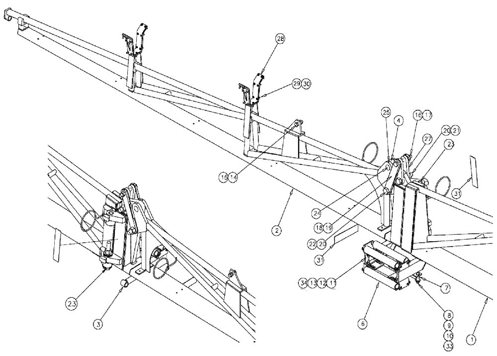 Схема запчастей Case IH 610 - (03-004) - 85-FOOT BOOM GROUP, CS (09) - BOOMS