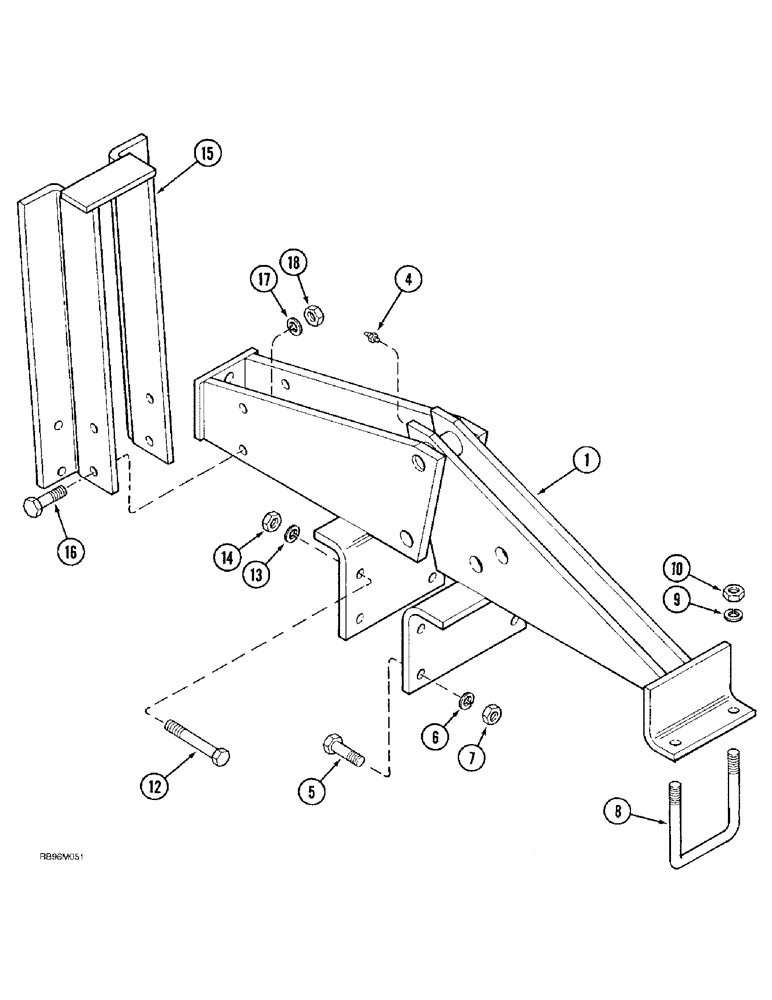 Схема запчастей Case IH 4300 - (9-038) - FRONT WING LIFT HINGE, FLAT FOLD, FLOATING (09) - CHASSIS/ATTACHMENTS