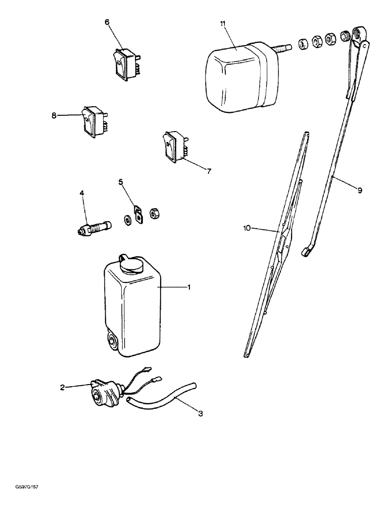 Схема запчастей Case IH 1210 - (4-34) - WINDSCREEN WIPER, WASHER AND SWITCHES, SEKURA CAB (04) - ELECTRICAL SYSTEMS