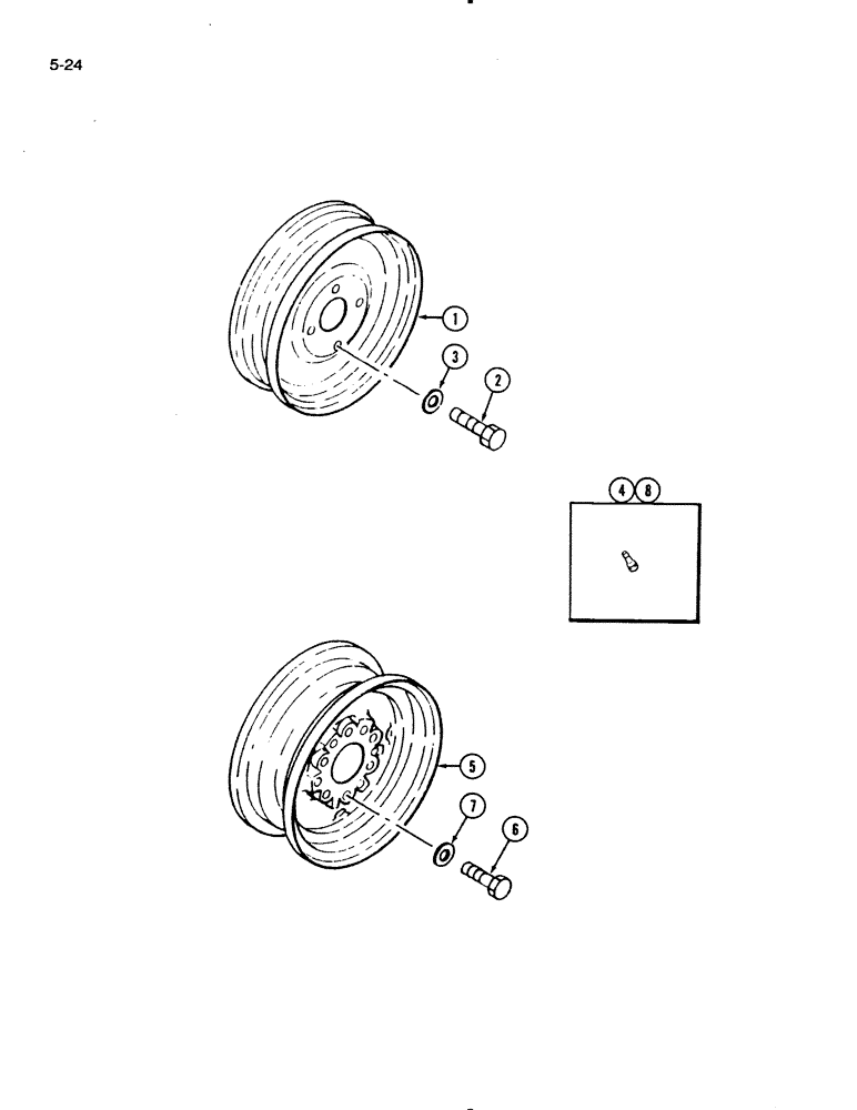 Схема запчастей Case IH 1140 - (5-24) - FRONT WHEELS, AGRICULTURAL TIRES, TWO WHEEL DRIVE TRACTOR (05) - STEERING