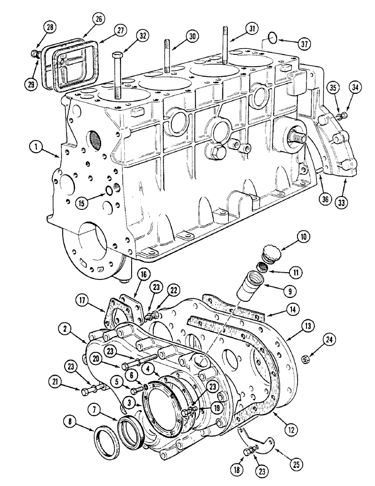Схема запчастей Case IH 1494 - (2-024) - CYLINDER BLOCK COVERS (02) - ENGINE