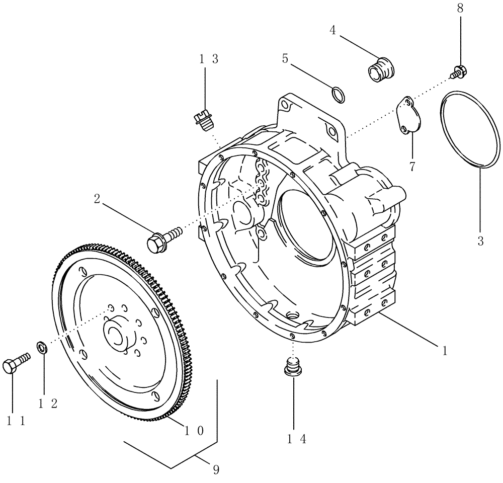 Схема запчастей Case IH PX190 - (02-23) - FLYWHEEL AND HOUSING (02) - ENGINE