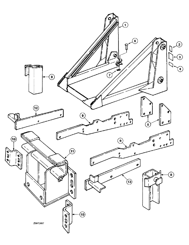 Схема запчастей Case IH 2250 - (2-14) - FRAME AND BRACKETS 