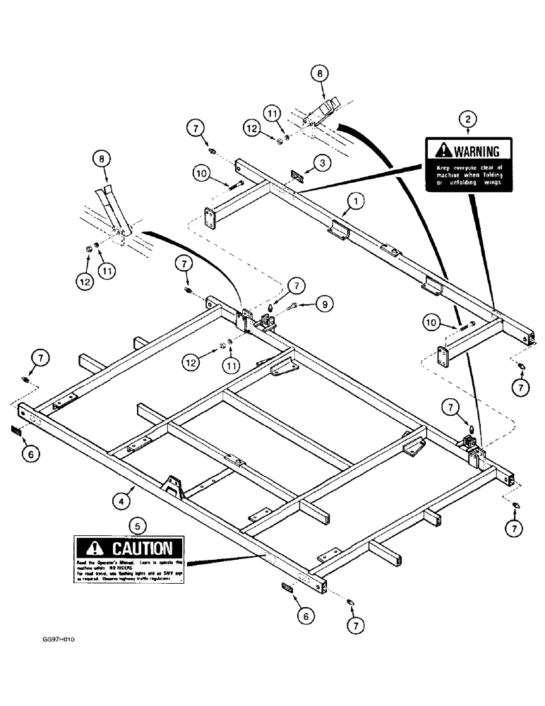Схема запчастей Case IH 4800 - (9-04) - MAIN FRAME, WITHOUT CENTER SUPPORT ON FRONT FRAME (09) - CHASSIS/ATTACHMENTS