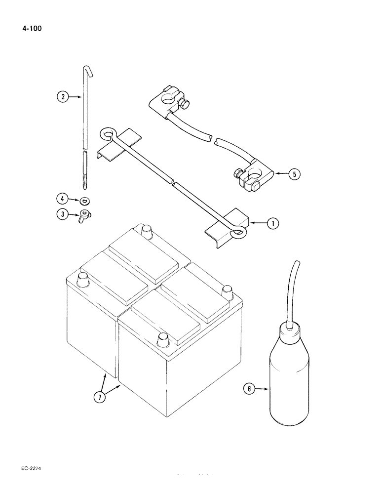 Схема запчастей Case IH 385 - (4-100) - HEAVY DUTY BATTERY, 2 X 6 VOLTS (04) - ELECTRICAL SYSTEMS