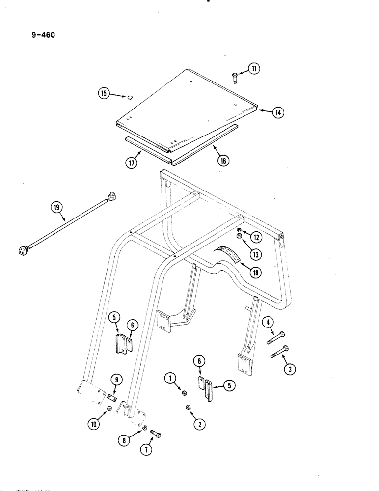 Схема запчастей Case IH 485 - (9-460) - ROLL OVER PROTECTION FRAME, FOUR POST, P.I.N. 18001 AND AFTER (09) - CHASSIS/ATTACHMENTS
