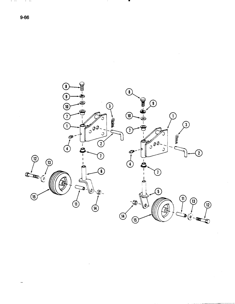 Схема запчастей Case IH 61MB - (9-066) - FRONT CASTER WHEELS, 61MB MOWER (03) - CHASSIS/MOUNTED EQUIPMENT