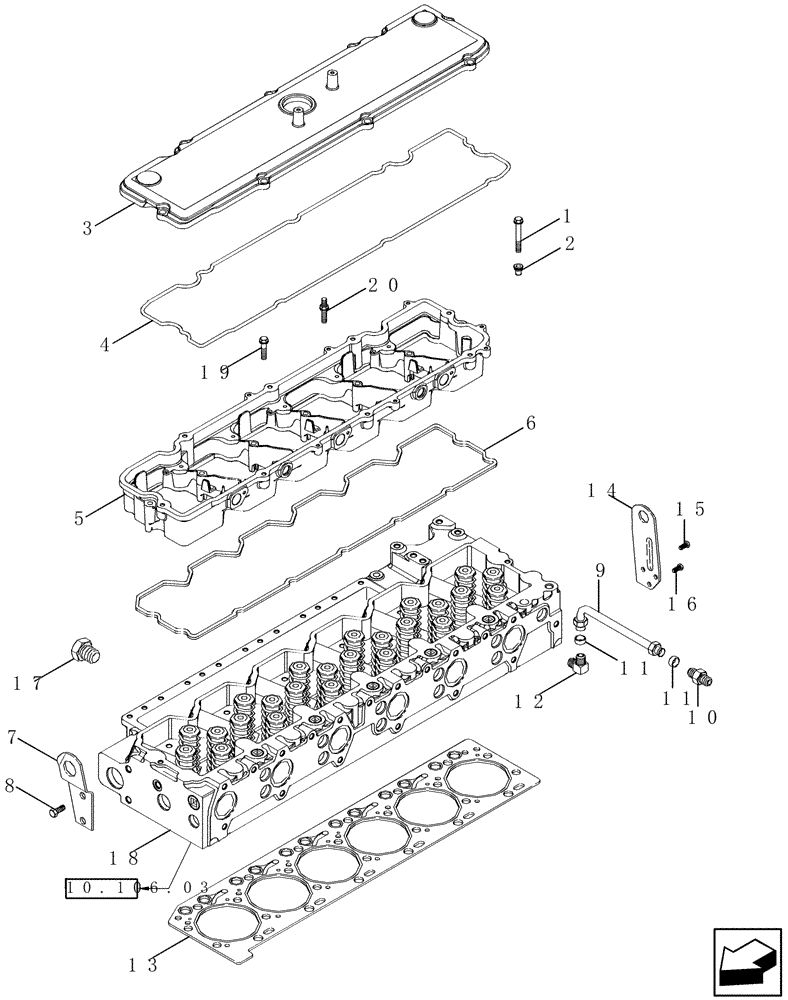 Схема запчастей Case IH 2588 - (10.101.01) - CYLINDER HEAD AND COVER (10) - ENGINE