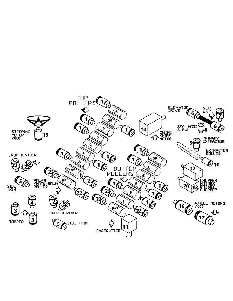 Схема запчастей Case IH 7000 - (B00-03) - HYDRAULICS, MOTORS, 7000 Hydraulic Components & Circuits