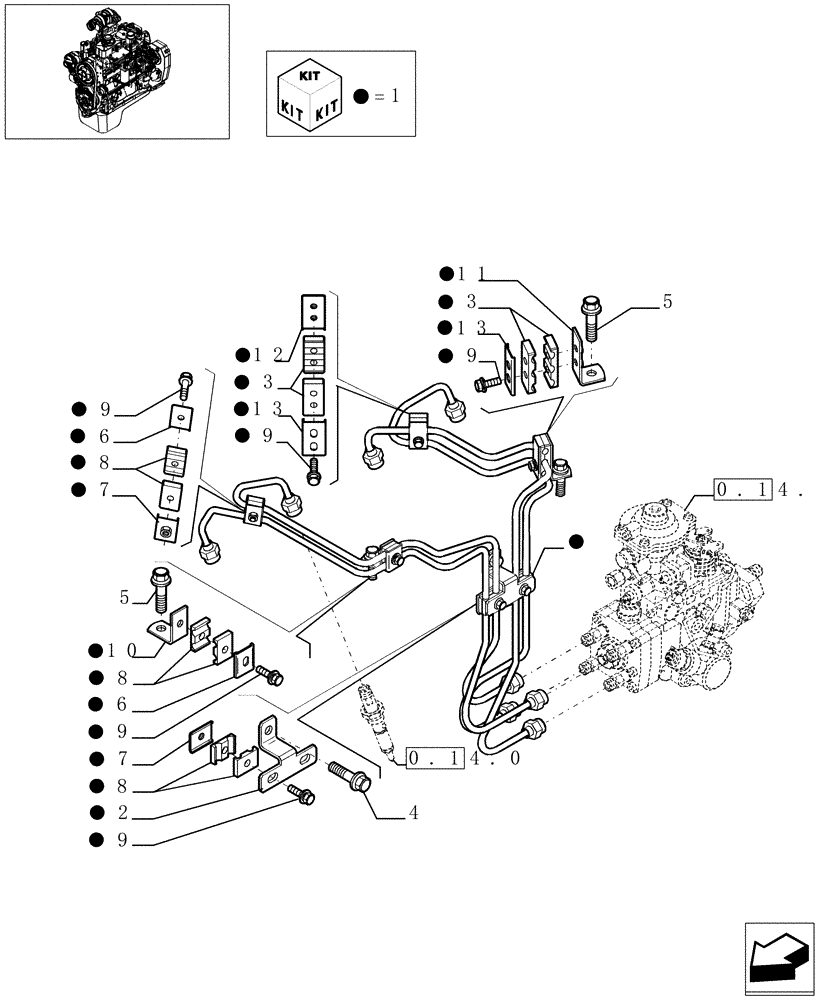 Схема запчастей Case IH F4GE0484C D601 - (0.14.9[01]) - INJECTION EQUIPMENT - PIPING - (504046189) 
