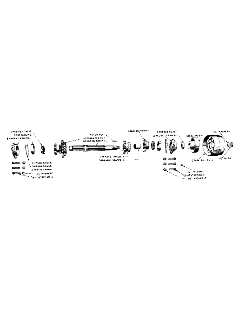 Схема запчастей Case IH DC-SERIES - (061) - BELT PULLEY SHAFT, PRIOR TO TRACTOR NUMBER 4805353, D, DC, DO (06) - POWER TRAIN