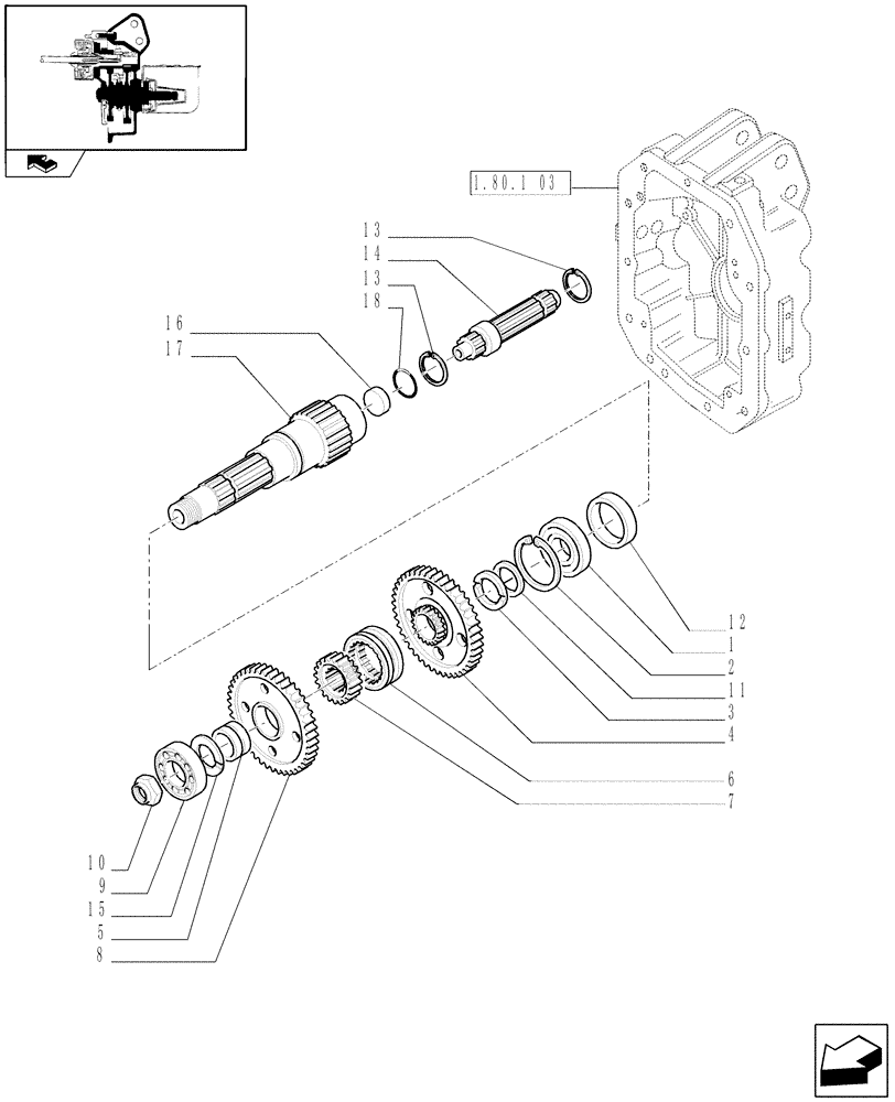 Схема запчастей Case IH PUMA 165 - (1.80.1[01]) - POWER TAKE-OFF 1000E/1000 RPM - SHAFT AND GEARS (07) - HYDRAULIC SYSTEM