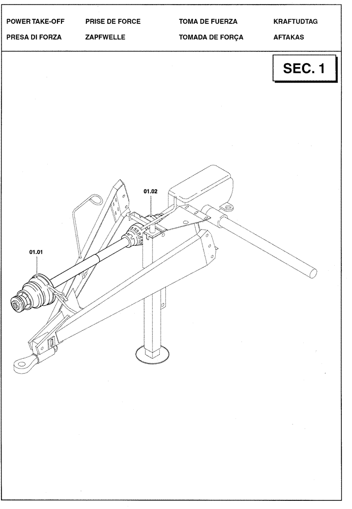 Схема запчастей Case IH RBX341 - (01.00[01]) - SECTION LIST 1 - POWER TAKE-OFF (01) - POWER TAKE OFF