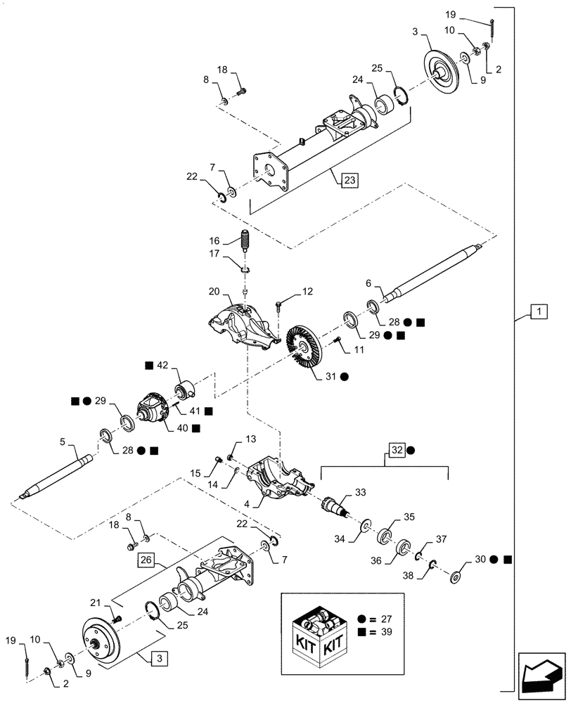 Схема запчастей Case IH SCOUT XL - (27.106.01[01]) - REAR DIFFERENTIAL (BEFORE AUG 15 2011) (27) - REAR AXLE SYSTEM