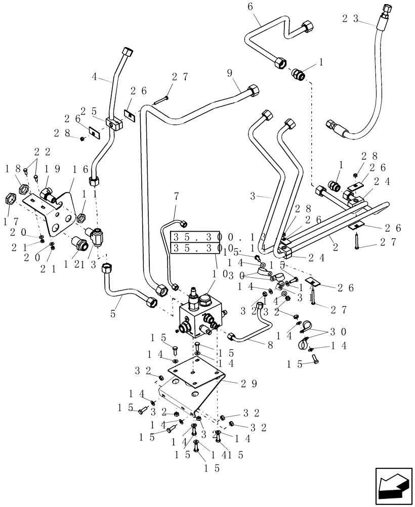 Схема запчастей Case IH 9010 - (35.300.01[02]) - HYDRAULICS - PTO REGULATOR VALVE - 9010 (35) - HYDRAULIC SYSTEMS