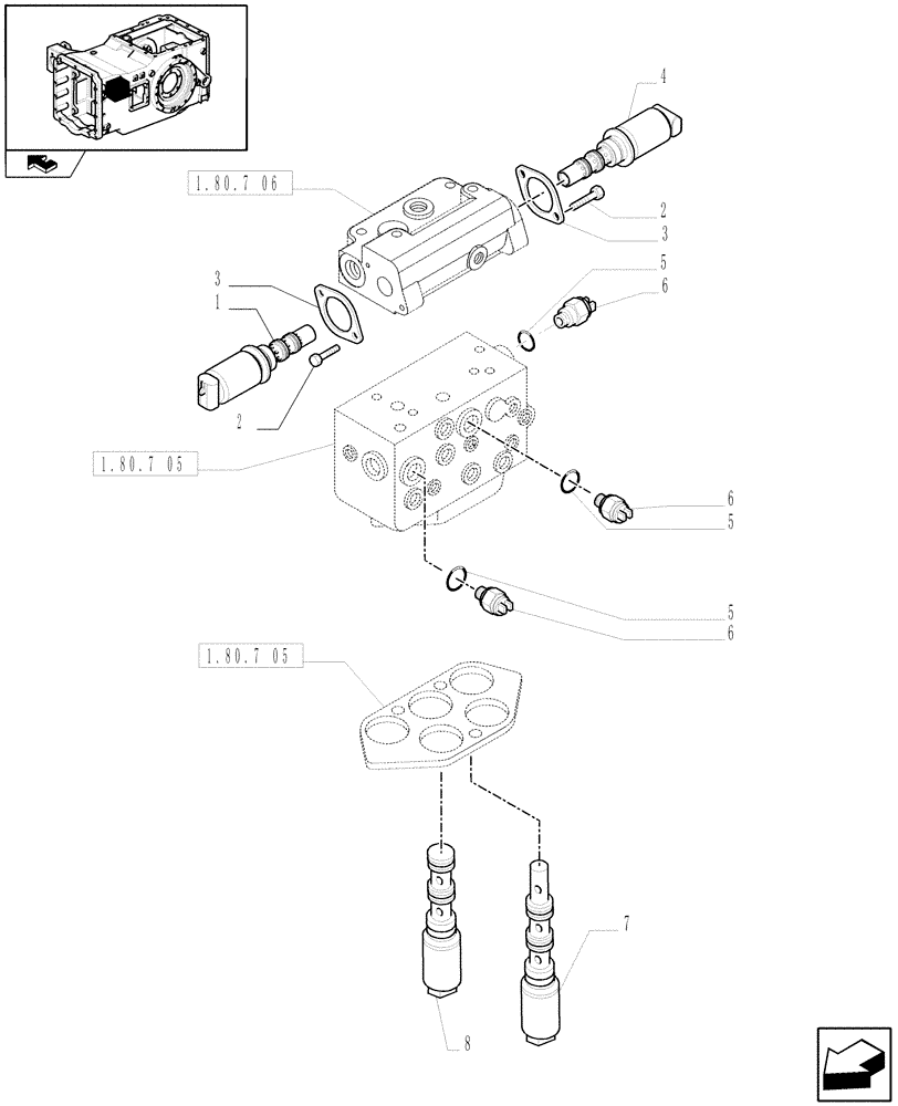 Схема запчастей Case IH MAXXUM 120 - (1.75.0[07]) - SENSOR, SWITCHES AND SOLENOID VALVES FOR PTO CLUTCH CONTROL VALVE (40EKM/H-50KM/H) (06) - ELECTRICAL SYSTEMS