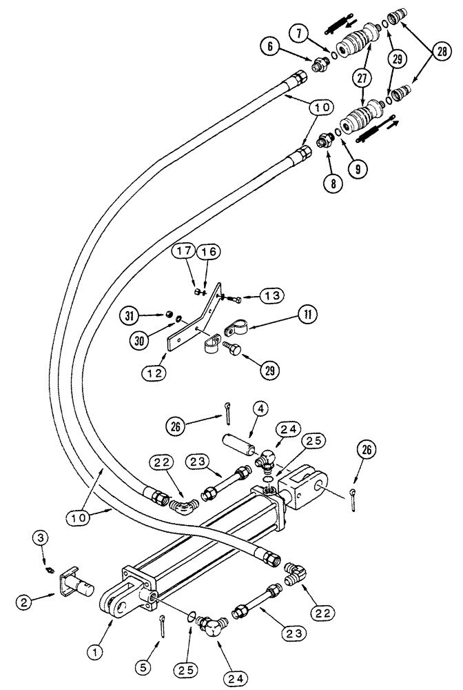 Схема запчастей Case IH 165 - (08-03) - HYDRAULIC CIRCUIT, MODELS WITH 339840A1 ROLLOVER CYLINDER (08) - HYDRAULICS