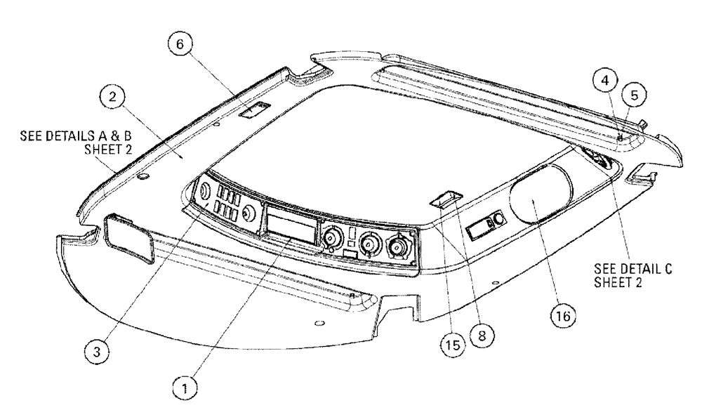 Схема запчастей Case IH SPX4260 - (01-001[01]) - CONSOLE ASSEMBLY, OVERHEAD Cab Interior