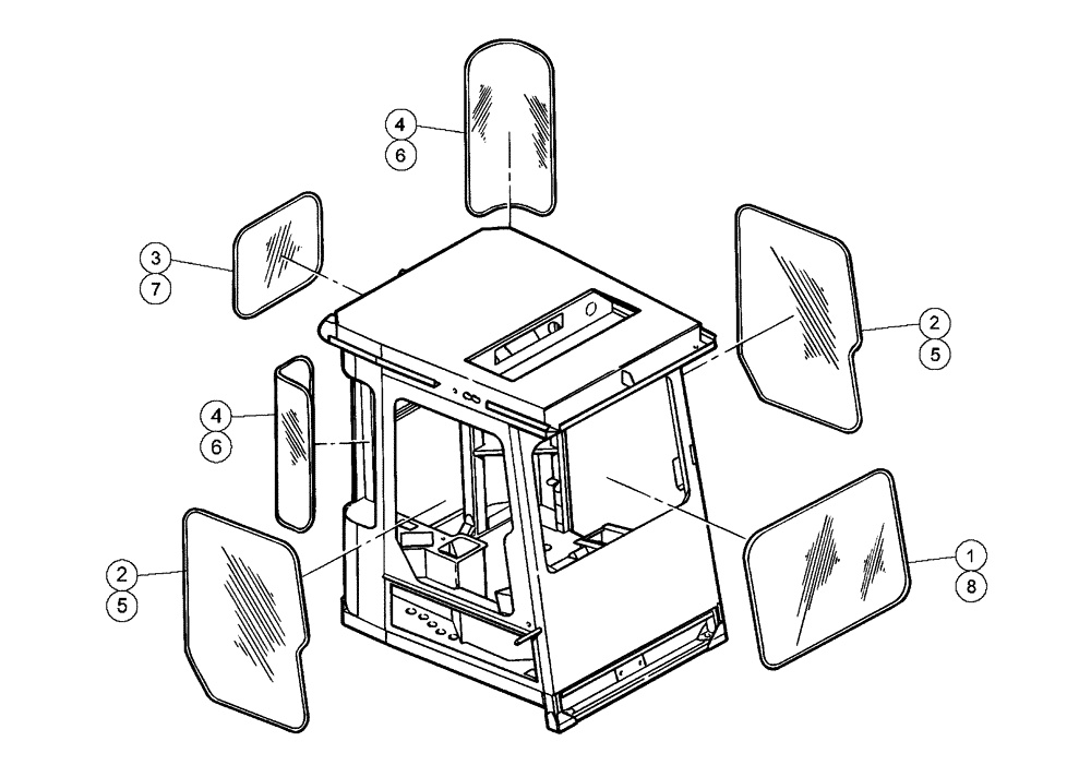 Схема запчастей Case IH PATRIOT 150 - (01-005) - CAB GLASS Cab Interior