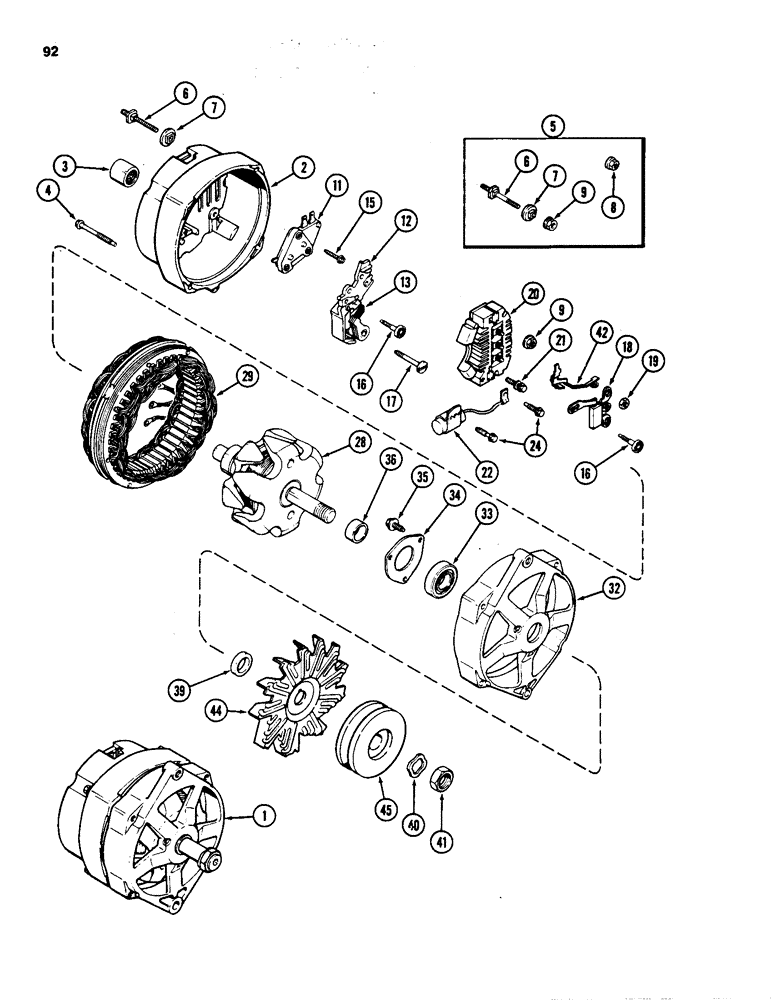 Схема запчастей Case IH 1835 - (092) - A167153 ALTERNATOR (04) - ELECTRICAL SYSTEMS