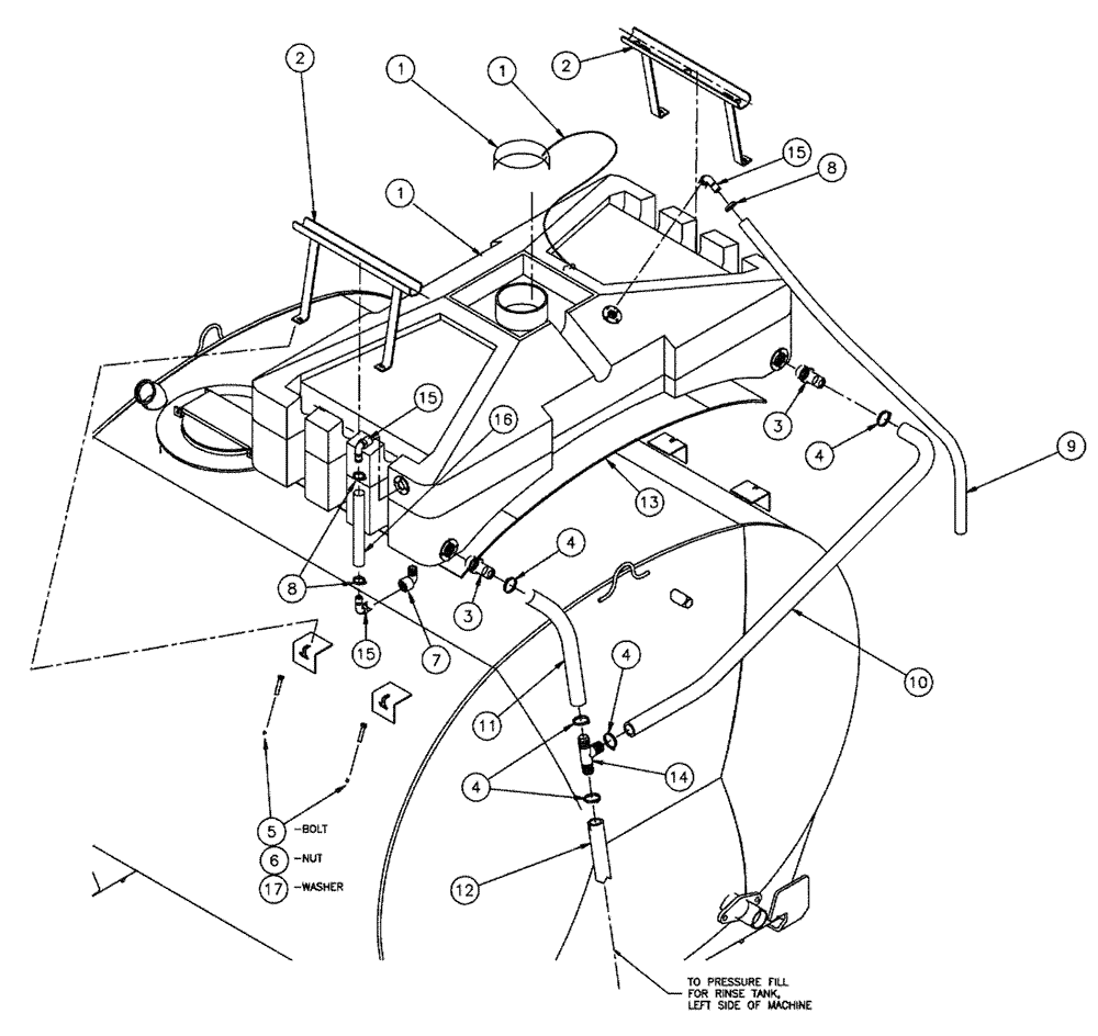 Схема запчастей Case IH SPX4260 - (09-051) - REAR TANK PLUMBING, RINSE Liquid Plumbing