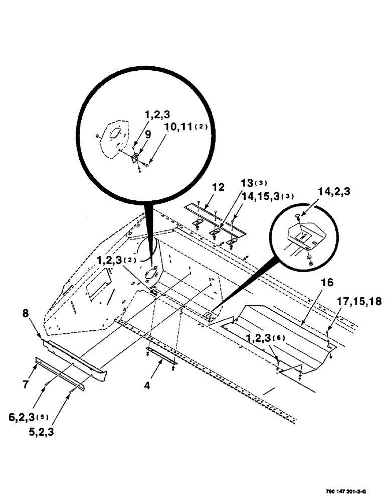 Схема запчастей Case IH SC414 - (7-32) - AUGER PAN AND STRIPPER ASSEMBLIES RIGHT, 14 FOOT (09) - CHASSIS