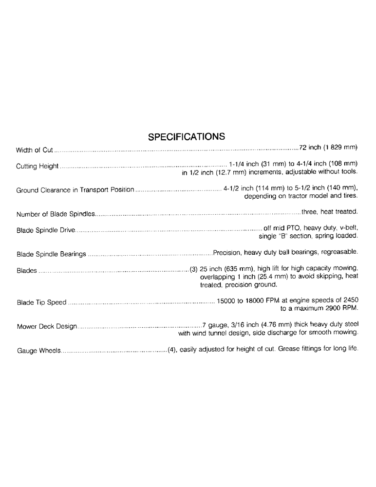 Схема запчастей Case IH 72MS - (09) - SPECIFICATIONS 