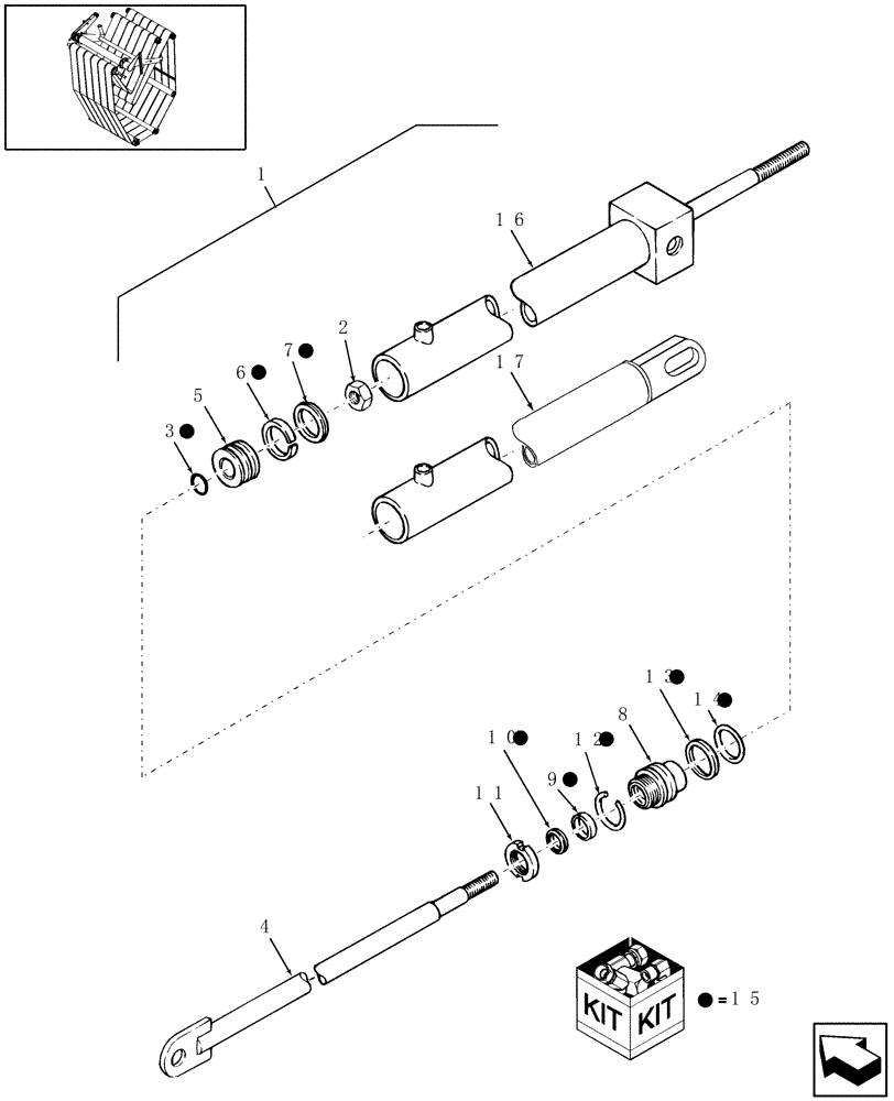Схема запчастей Case IH RBX462 - (07.43[1]) - HYDRAULICS, BALE TENSION CYLINDERS, 86637315 & 86637002 (07) - HYDRAULIC SYSTEM