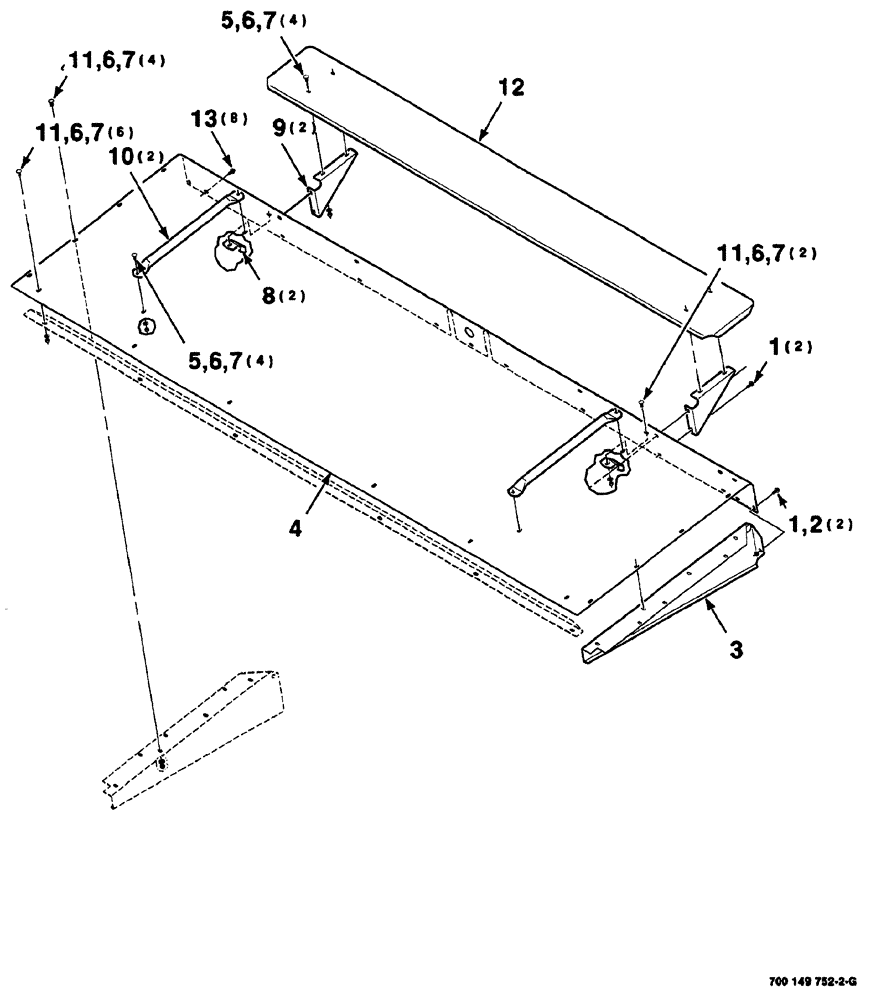 Схема запчастей Case IH 725 - (07-018) - SHIELDS ASSEMBLY, CENTER (SAFETY) (90) - PLATFORM, CAB, BODYWORK AND DECALS
