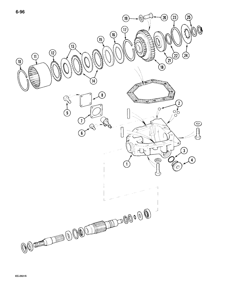 Схема запчастей Case IH 995 - (6-096) - MECHANICAL FRONT DRIVE, TRANSFER GEARBOX (06) - POWER TRAIN