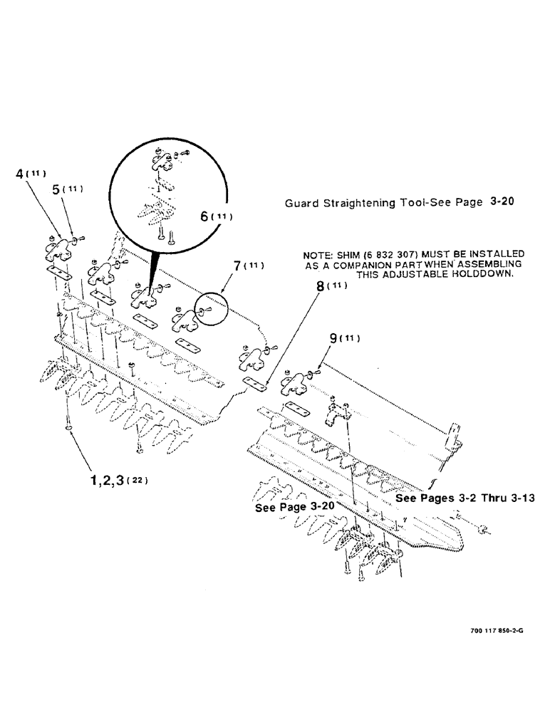 Схема запчастей Case IH 8330 - (3-24) - ADJUSTABLE HOLDDOWN, MODEL 8330 ONLY (09) - CHASSIS