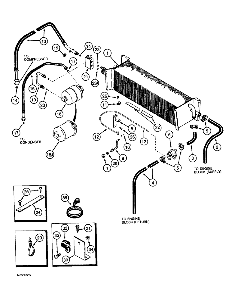 Схема запчастей Case IH 1644 - (9G-42) - HEATER AND AIR CONDITIONING, CAB CONNECTIONS, PRIOR TO P.I.N (10) - CAB & AIR CONDITIONING